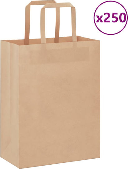 vidaXL Χάρτινη Τσάντα για Δώρο Καφέ 21x28x11εκ. 250τμχ