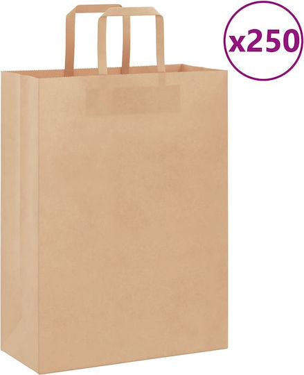 vidaXL Paper Bag for Gift Brown 26x35x12cm. 250pcs