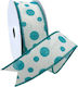 White Blue Polka Dot Burlap Ribbon 25mm X 5 Meters Tatu Moyo