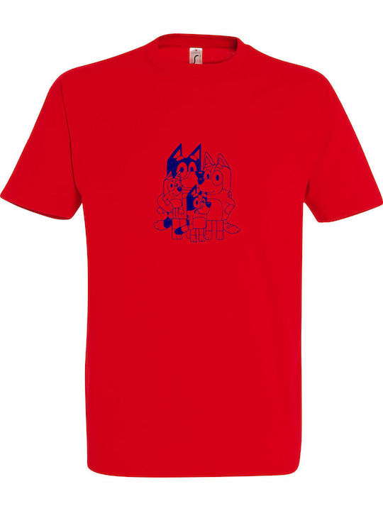 Tricou pentru copii Red Bluey Family