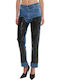 High Waist Women's Jean Trousers in Mom Fit Blue