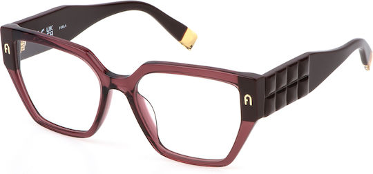 Furla Transparent Plastic Eyeglass Frame Butterfly VFU775 0AFD