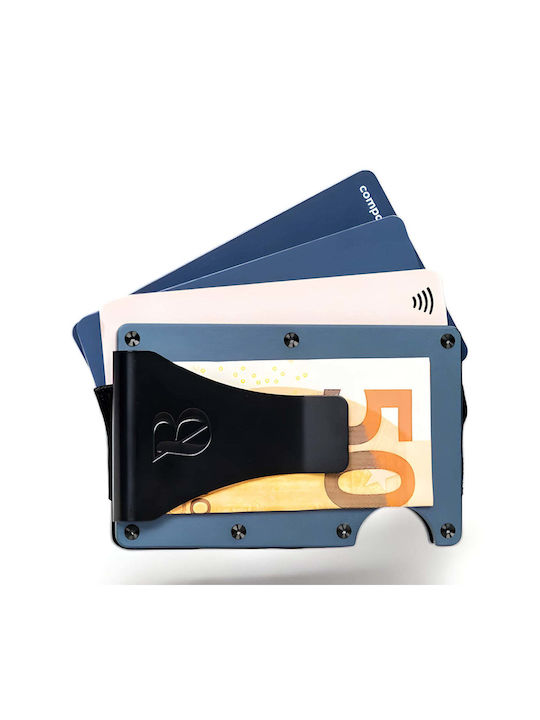 Men's Money Clip with RFID Blue