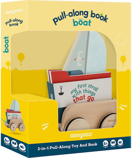 Oddy At Sea Дърпаща играчка Книга, Кораб от дърво със звуци за 6++ месеца