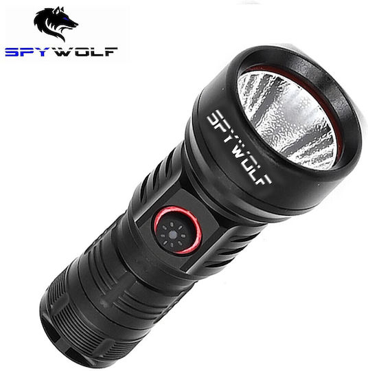 Spywolf Επαναφορτιζόμενος Φακός LED IP65 με Μέγιστη Φωτεινότητα 6000lm