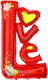 43" Balloon Love Red Floral