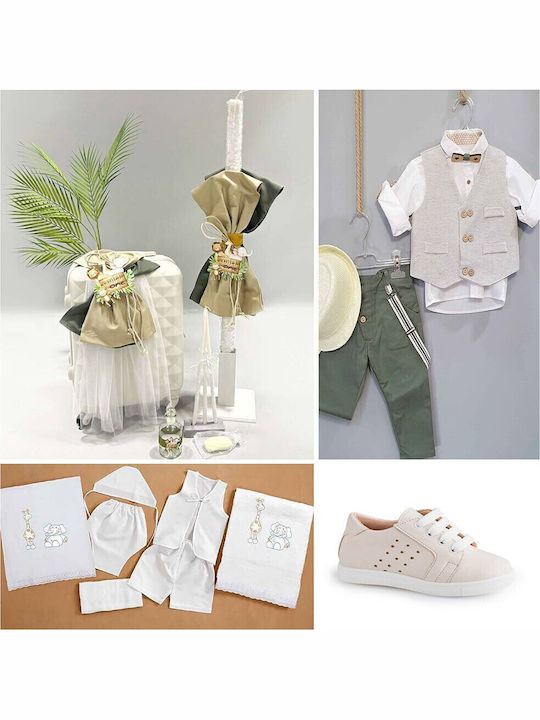 Baptism Set for Boy Jungle Animals Outfit Carousel 10pcs Pk-174