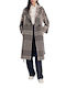 Wool Women's Checked Grey Checkered Coat with Buttons