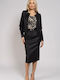 BelleFille Women's Leather Blazer Black