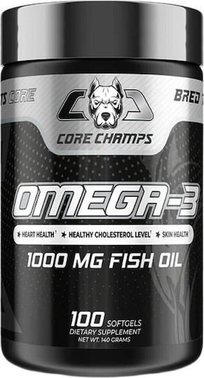 Core Champs Омега 3 Масло от черен дроб на треска / Рибено масло 1000мг 100 софтджел