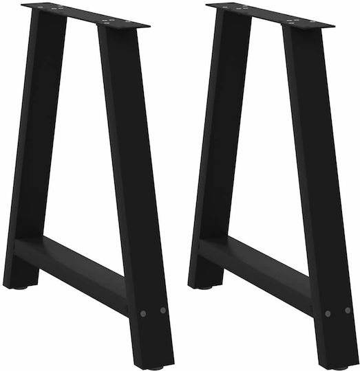 vidaXL Металик Крак На Мебел 2 Бройки Подходящ За Маса / Малка Маса / Офис 80x72см Черен