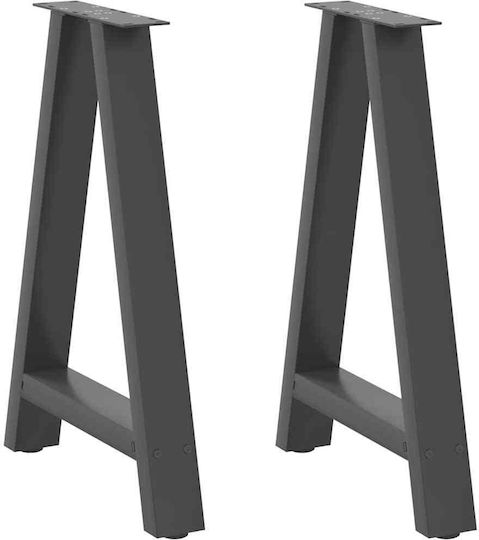 vidaXL Metallisches Möbelbein 2Stücke Für Tisch / Beistelltisch / Büro 60x72cm Anthrazit