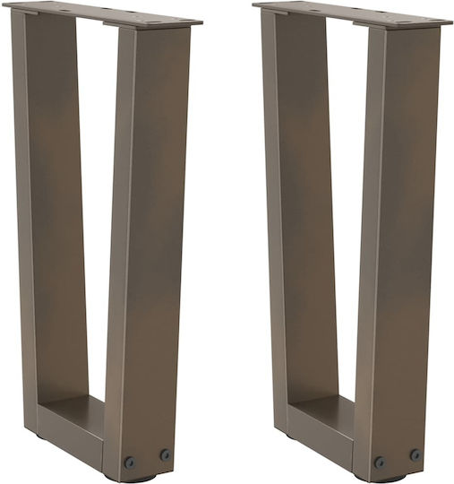 vidaXL Metallic Furniture Leg 2 Pieces Suitable for Table / Coffee Table / Office 38x42cm Brown