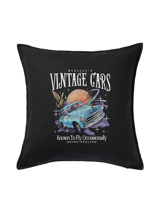 Wizard Flying Car Harry Potter Sofa Pillow Black 100% Cotton Filling Included 50x50cm