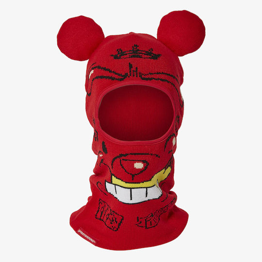 Diablo Bear Volles Gesicht Frauen Beanie mit Rippstrick in Rot Farbe