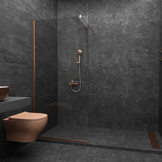 Orabella Shower Screen for Shower with Sliding Door 58x185cm Clean Glass Rose Gold