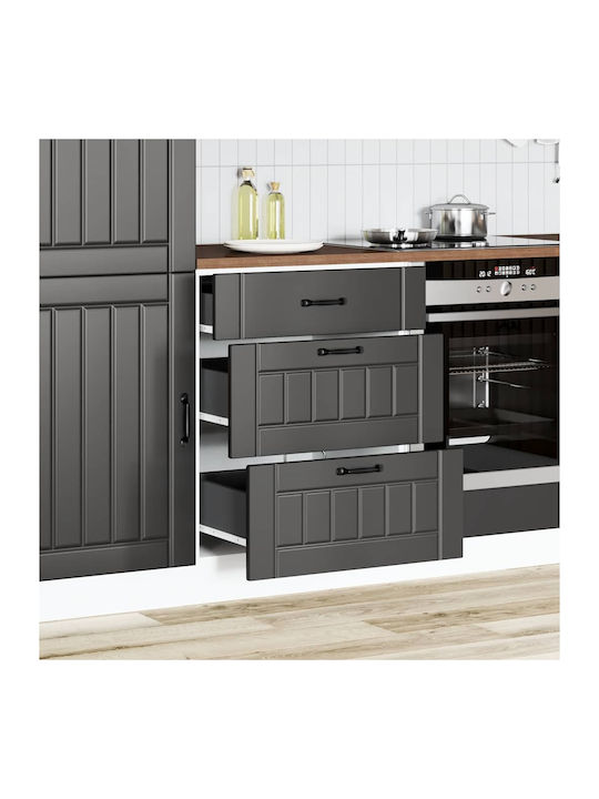Lucca Comodă de Bucătărie de Podea Negru 60x46x81.5buc