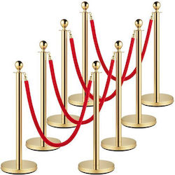 Set 8 Barrier Posts Red Velvet Rope 1.5 M Stain...