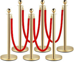 Set 6 Barrier Posts Red Velvet Rope 1.5 M Stain...