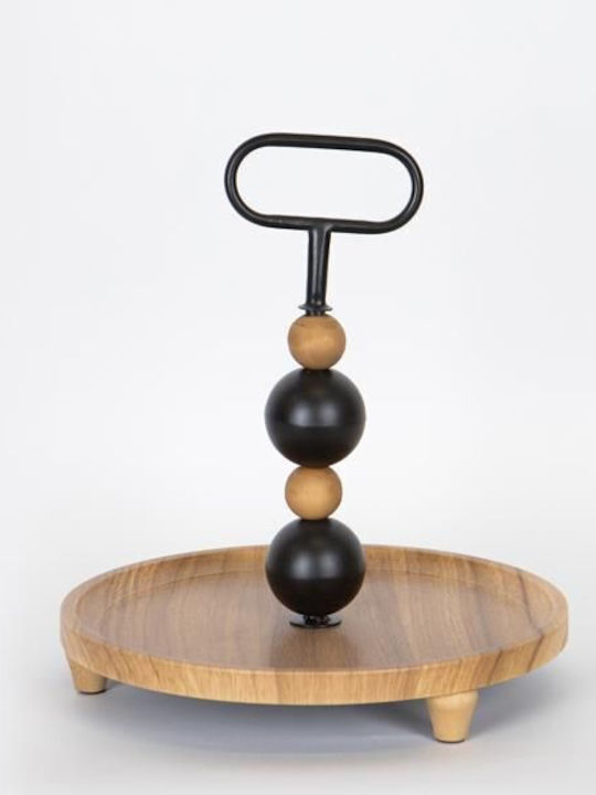 Wooden Dessert Divided Serving Plate Black Ø30cmxY32.5cm 30x30x32.5cm