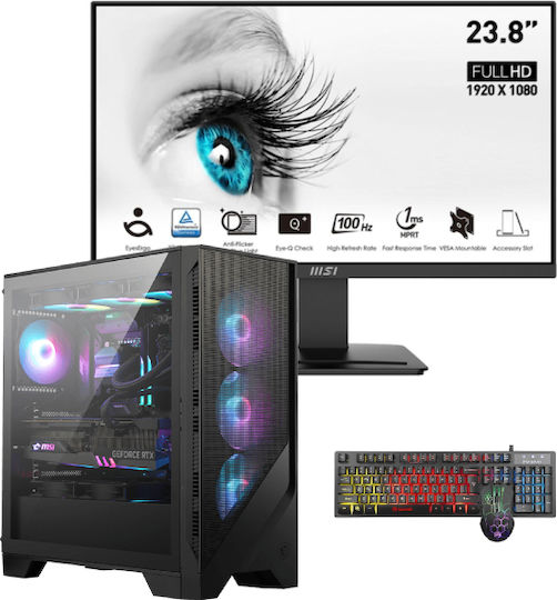 Vengeance Gotham-V78 MSI Edition Gaming Desktop PC Ryzen 7-5700X 32GB DDR4 512GB SSD GeForce RTX 4060 Kein Betriebssystem mit Tastatur US und Monitor MSI 24" PRO MP2412