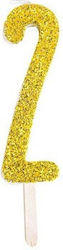 Gold Candle-Number Glitter PME No.2 8cm