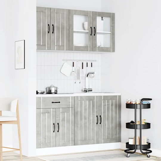 Kalmar Set Hängeschränke & Bodenschränke Küche mit Arbeitsplatte Gray 140x46x140Stück
