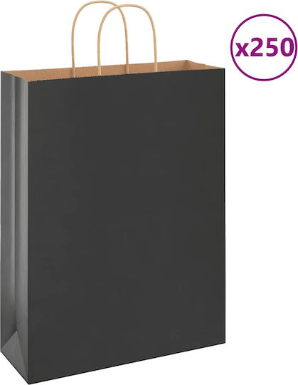 vidaXL Χάρτινη Τσάντα για Δώρο Μαύρη 32x42x12εκ. 250τμχ