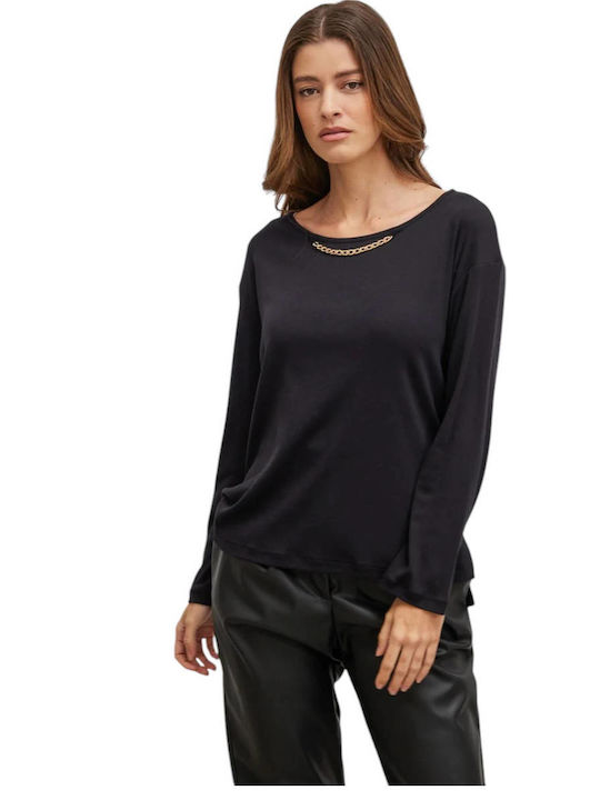 Enzzo Women's Long Sleeve Sweater Black