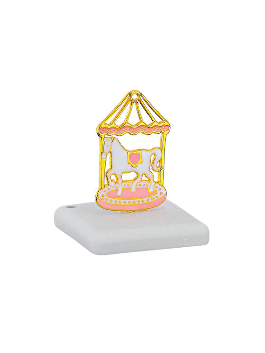Adorex Cal de carusel decorativ de Crăciun din marmură 5x5x6,5cm M12325 Roz