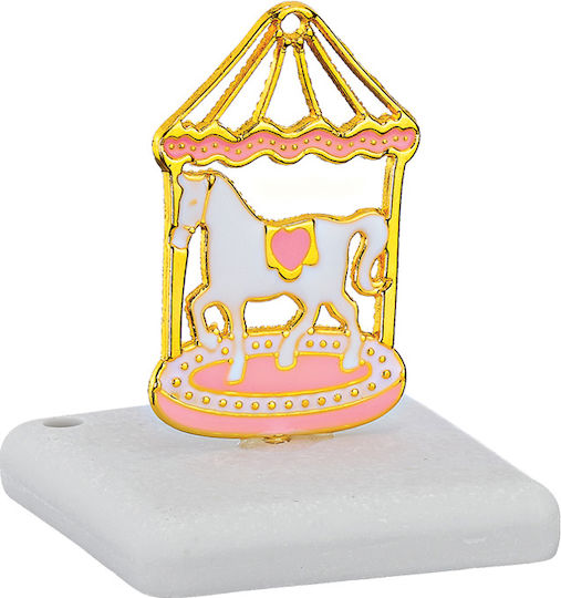 Adorex Christmas Decorative Carousel Horse Marble 5x5x6.5cm M12325 Pink