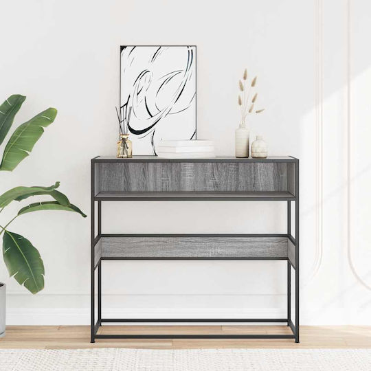 Console Table Wood & Metal Sonoma Grey L90xW35xH80cm