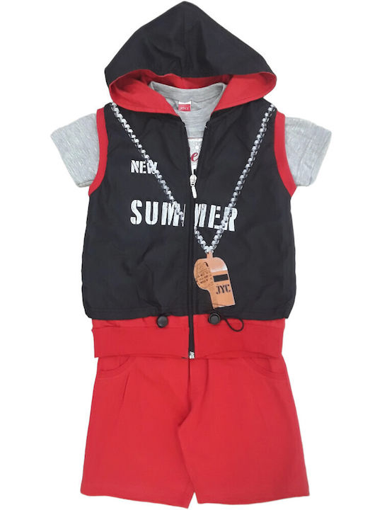 Joyce Kids Set with Shorts & Jacket Summer 3pcs Black Lifeguard