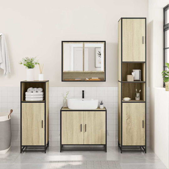 vidaXL Badezimmerspiegel aus Metall mit Schrank 65x20cm Braun