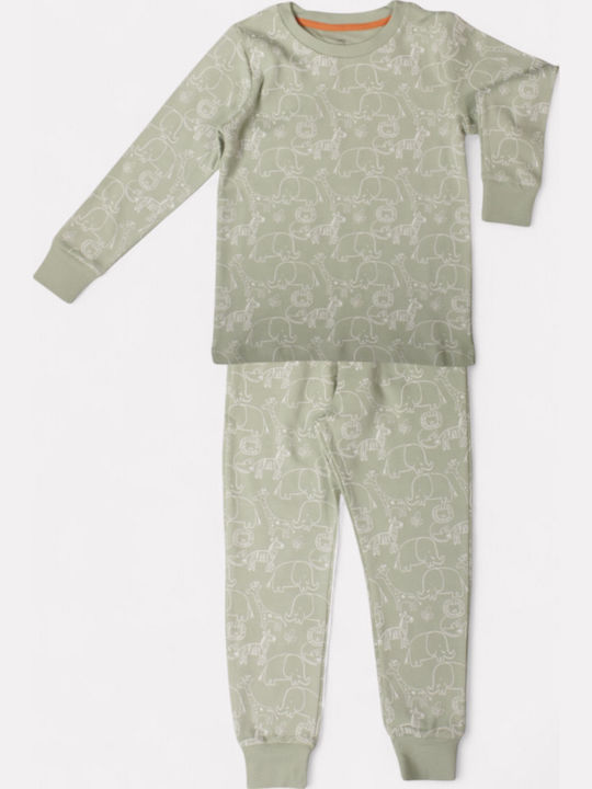 Biorganic Kids' Pajamas Winter Cotton Light Green
