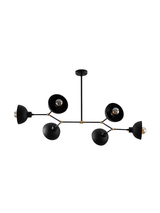 Opviq Dram Pendant Light Black Rail for 6 Bulbs E27 102x52x53cm