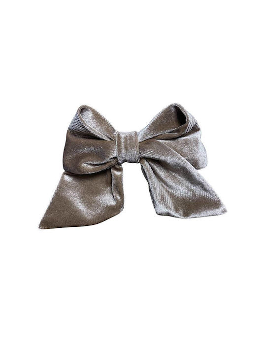 Large Velvet Bow Hair Clip Beige