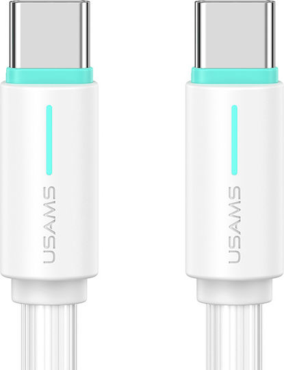 Usams USB 2.0 Cable USB-C male - USB-C 60W PD Λευκό 1m SJ734USB02