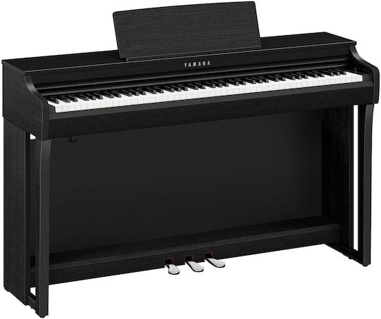 Yamaha Electric Upright Piano Clavinova Matte Black Set with 88 Weighted Keys Built-in Speakers and Connection with Headphones and Computer