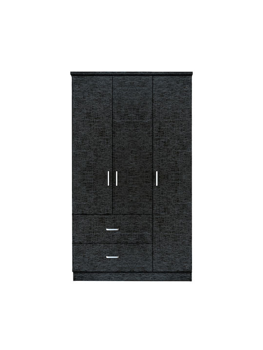 Triple Door Wardrobe Fritillaria Black Velvet-Black Metal 89x42x181cm