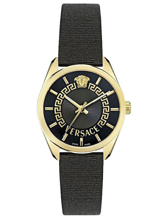Versace V-circle Γυναικείο Ρολόι 36mm Μπαταρίας με Γκρι Υφασμάτινο Λουράκι