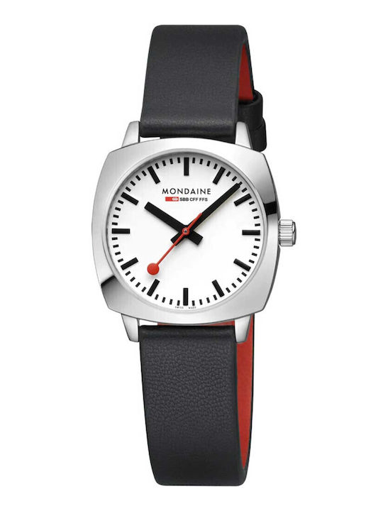 Mondaine Γυναικείο Ρολόι 31mm Μπαταρίας με Μαύρο Δερμάτινο Λουράκι