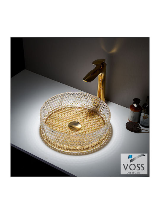 Voss Aufgesetztes Waschbecken Glas 40x40cm Glass Gold
