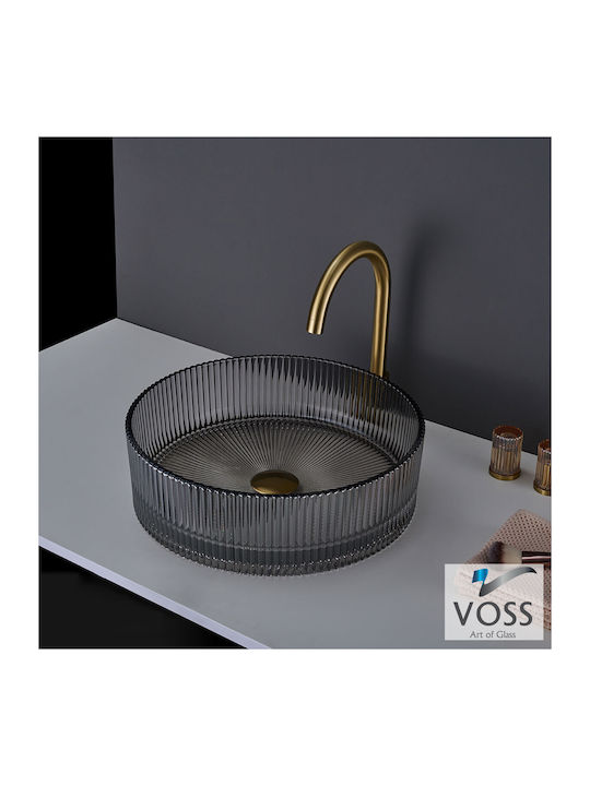 Voss Deasupra Blatului Chiuvetă Sticlă 40x40x12cm Glass Grey