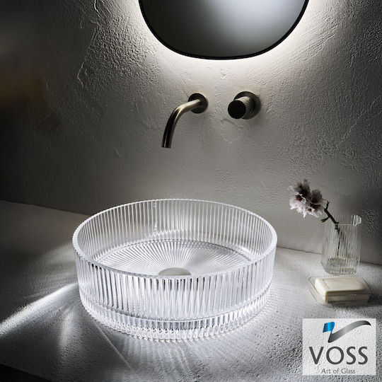 Voss Επικαθήμενος Νιπτήρας Γυάλινος 40x40x12cm Glass Clear Voss Επικαθήμενος Νιπτήρας Γυάλινος 40x40x12cm Glass Clear