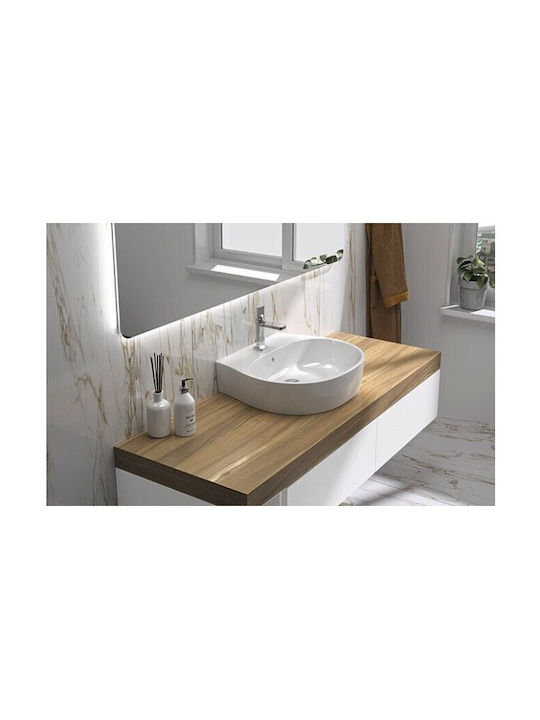 Sanindusa Επικαθήμενος Νιπτήρας Πορσελάνης 70x55cm Λευκός