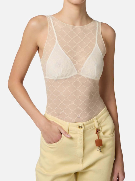 Elisabetta Franchi Damen-Body aus Jacquard-Tüllstoff Bo02051e2 680250