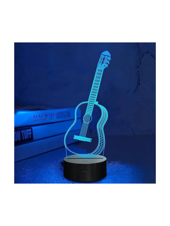 Lampă Chitară 3D Iluzie Iluminare RGB USB/3AA
