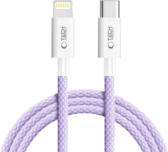 Tech-Protect Ultraboost Редовна USB-C към Lightning кабел 27W Лилав 2м