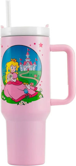 Pyramid International Handled Tumbler Θερμός Ανοξείδωτο 1.13lt Πορτοκαλί με Καλαμάκι και Λαβή